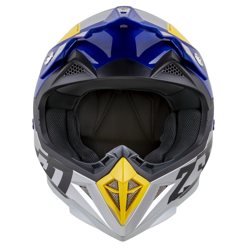 Casco da motocross per bambini ZED X1.9D TENDO blu perla-rosso-giallo-argento