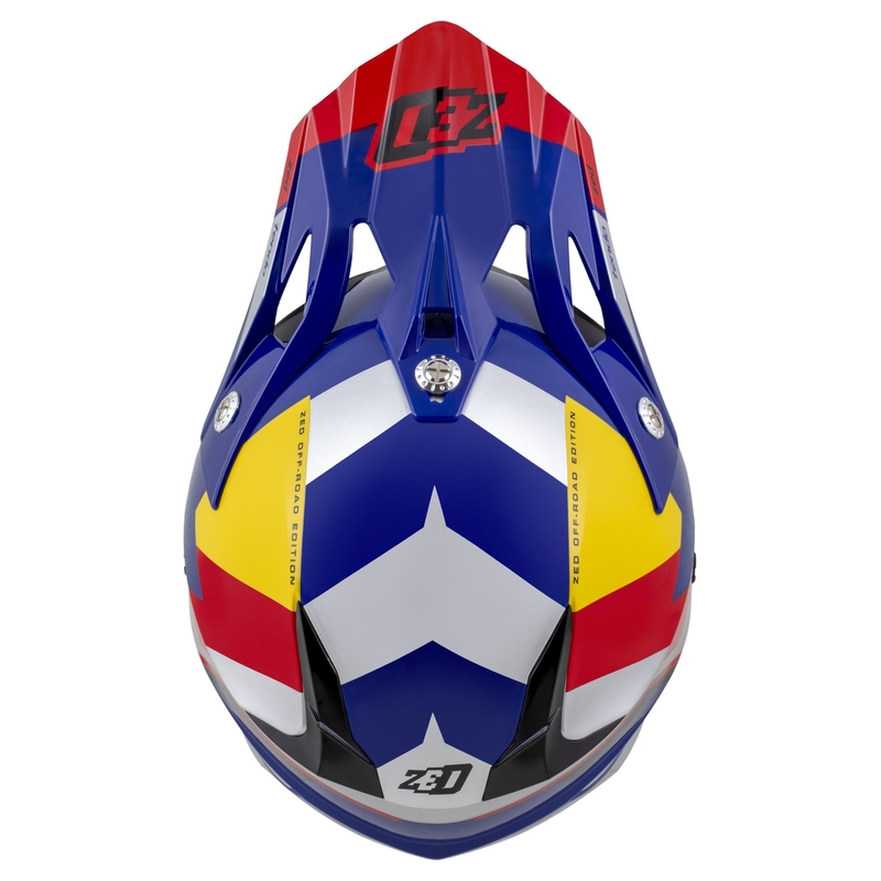 Casco da motocross per bambini ZED X1.9D TENDO blu perla-rosso-giallo-argento