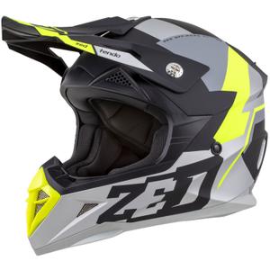 Casco da motocross per bambini ZED X1.9D TENDO nero opaco-grigio scuro-grigio chiaro-giallo fluo