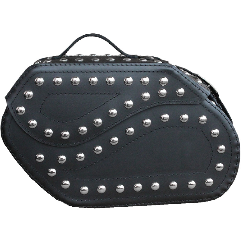 Borse moto in pelle RSA S221 con serratura e rivetti nere