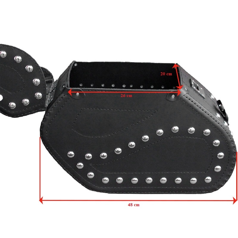 Borse moto in pelle RSA S221 con serratura e rivetti nere