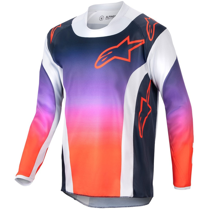Maglia da motocross da bambino Alpinestars Racer Hoen 2024 grigio-blu-arancio