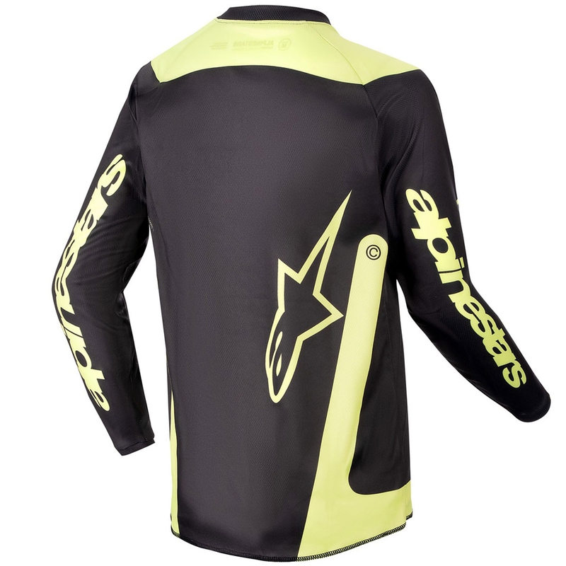 Maglia da motocross per bambini Alpinestars Racer Lurv nera-giallo fluo