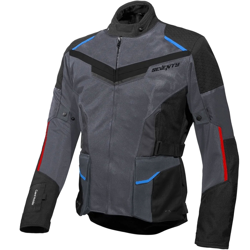 Giacca da moto Seventy Degrees SD-JT70 Atacama grigio-blu-rosso