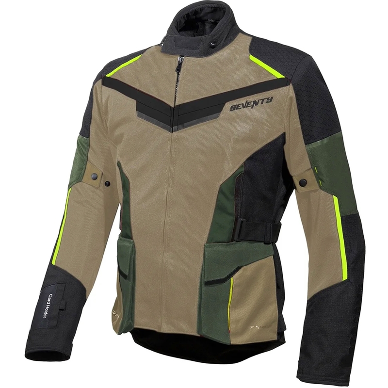 Giacca da moto Seventy Degrees SD-JT70 Atacama Sabbia-Verde-Giallo Fluo