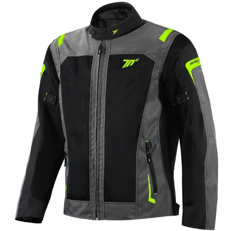 Giacca da moto Seventy Degrees SD-JT66 Sahara nero-giallo fluo