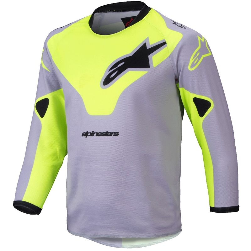 Alpinestars Racer Veil Maglia da motocross bambino grigio-giallo fluo