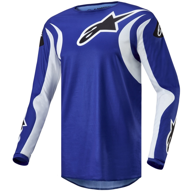 Maglia da motocross Alpinestars Fluid Lucent blu-bianco-nero