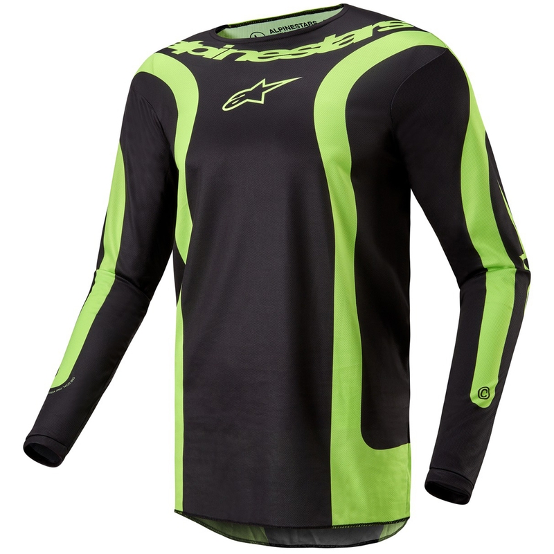 Maglia da motocross Alpinestars Fluid Lurv nero-giallo fluo