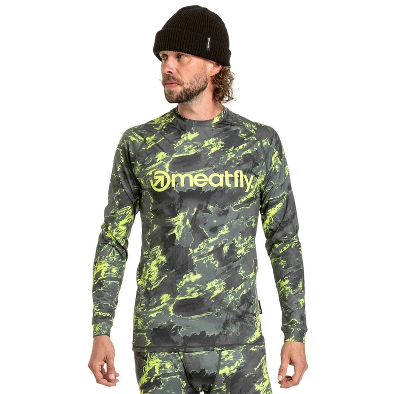 T-shirt termica da uomo Meatfly Avery blu-verde camo