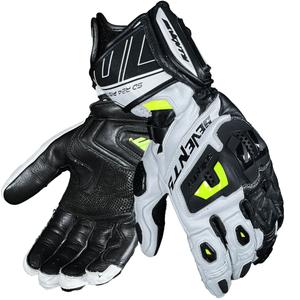 Guanti da moto Seventy Degrees SD-R24 Pista Bianco-Nero-Giallo Fluo