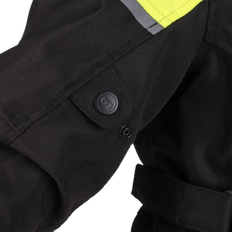 Giacca da moto da donna Oxford Spartan Long WP nero-giallo fluo