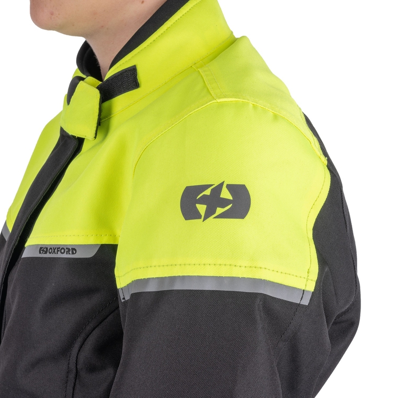 Giacca da moto da donna Oxford Spartan Long WP nero-giallo fluo
