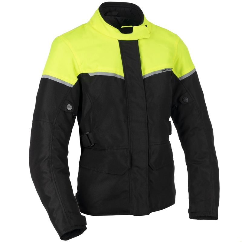 Giacca da moto da donna Oxford Spartan Long WP nero-giallo fluo