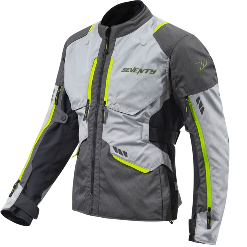 Giacca da moto Seventy Degrees SD-JT67 Tanami nero-grigio-giallo fluo