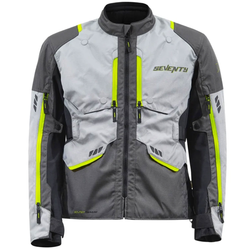 Giacca da moto Seventy Degrees SD-JT67 Tanami nero-grigio-giallo fluo