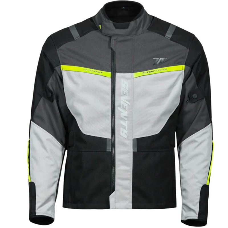 Giacca da moto Seventy Degrees SD-JT83 Tonale nero-grigio-giallo fluo