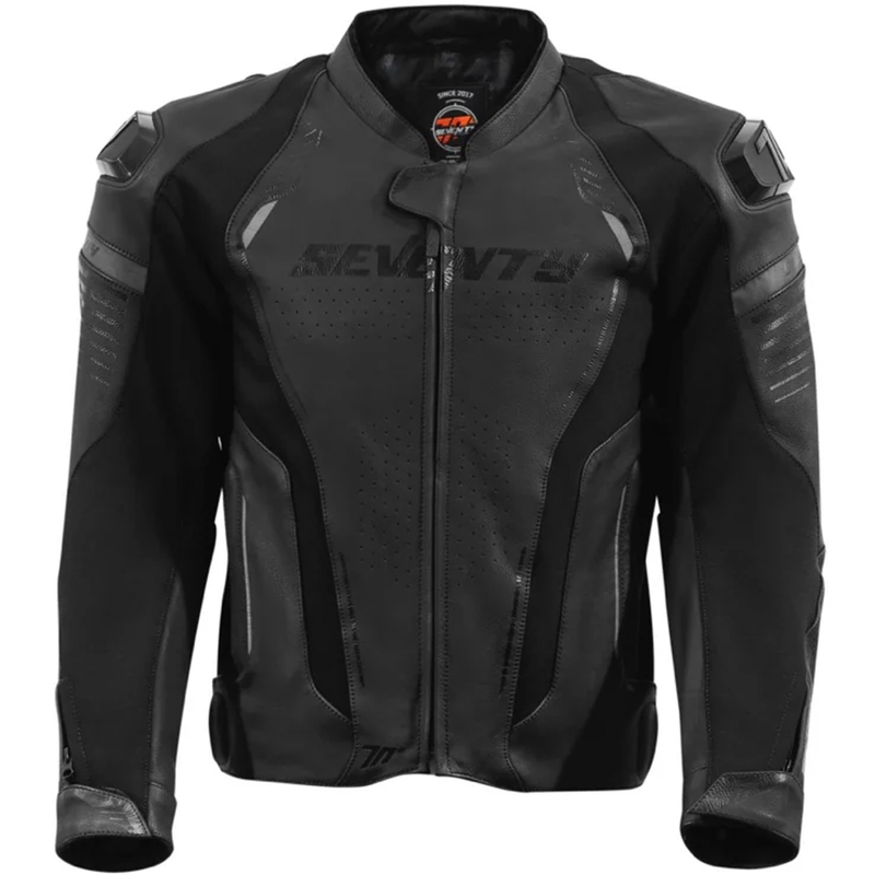 Giacca da moto in pelle Seventy Degrees SD-JL24 Spoiler nera