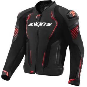 Giacca da moto in pelle Seventy Degrees SD-JL24 Spoiler nera-rossa