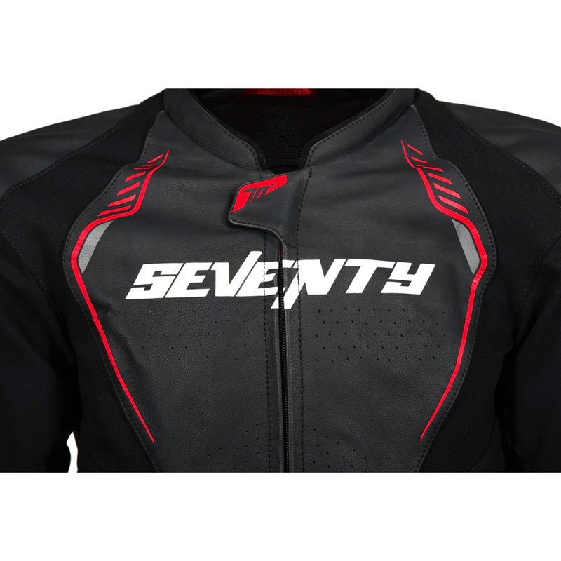 Giacca da moto in pelle Seventy Degrees SD-JL24 Spoiler nera-rossa
