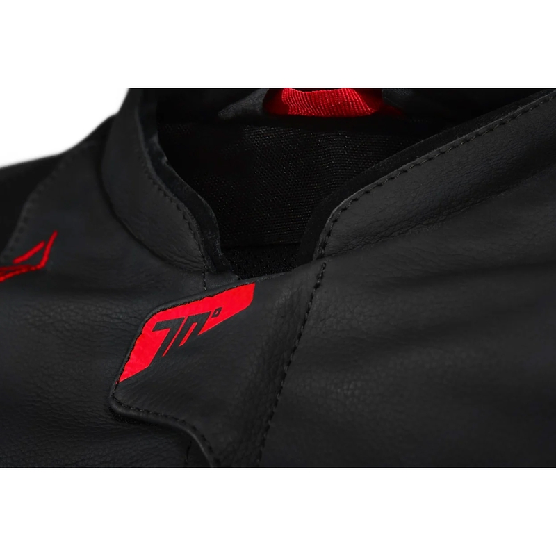 Giacca da moto in pelle Seventy Degrees SD-JL24 Spoiler nera-rossa