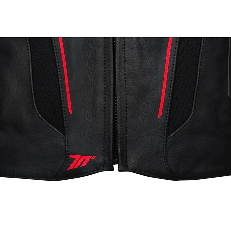 Giacca da moto in pelle Seventy Degrees SD-JL24 Spoiler nera-rossa