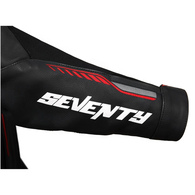 Giacca da moto in pelle Seventy Degrees SD-JL24 Spoiler nera-rossa