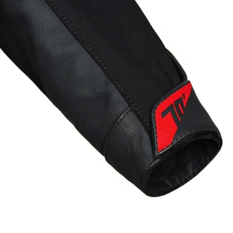 Giacca da moto in pelle Seventy Degrees SD-JL24 Spoiler nera-rossa