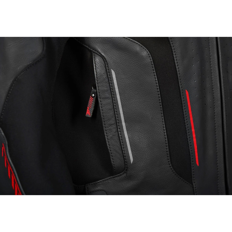 Giacca da moto in pelle Seventy Degrees SD-JL24 Spoiler nera-rossa