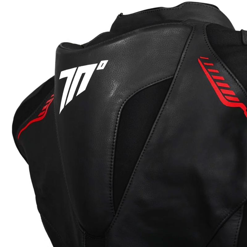 Giacca da moto in pelle Seventy Degrees SD-JL24 Spoiler nera-rossa