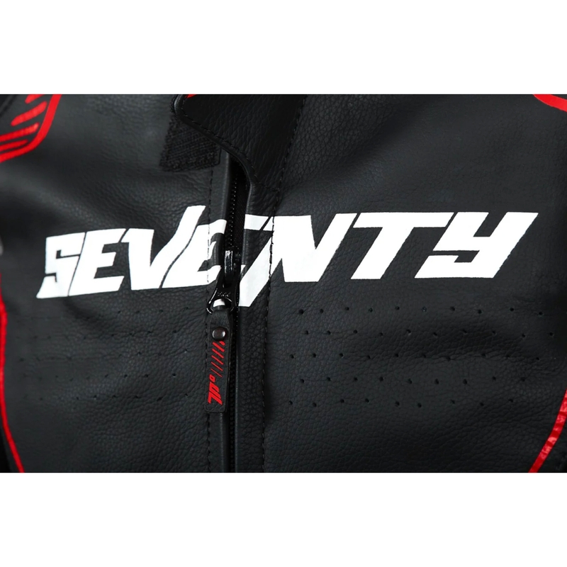 Giacca da moto in pelle Seventy Degrees SD-JL24 Spoiler nera-rossa