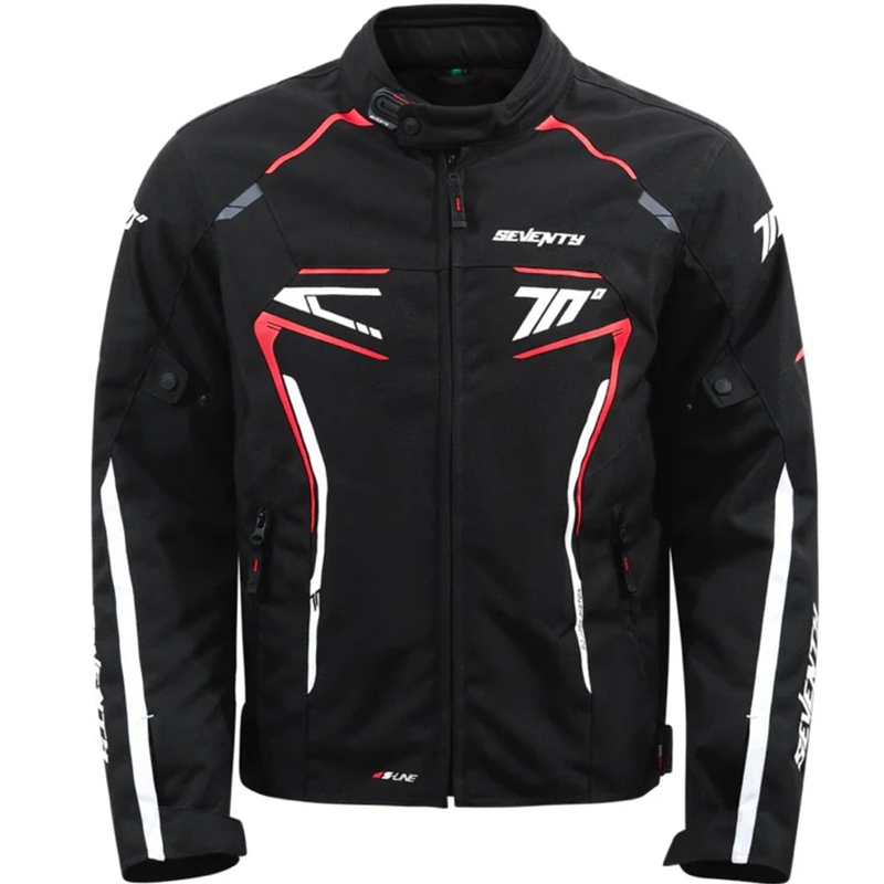 Giacca da motociclista Seventy Degrees SD-JR65 Piston nera-rossa-bianca