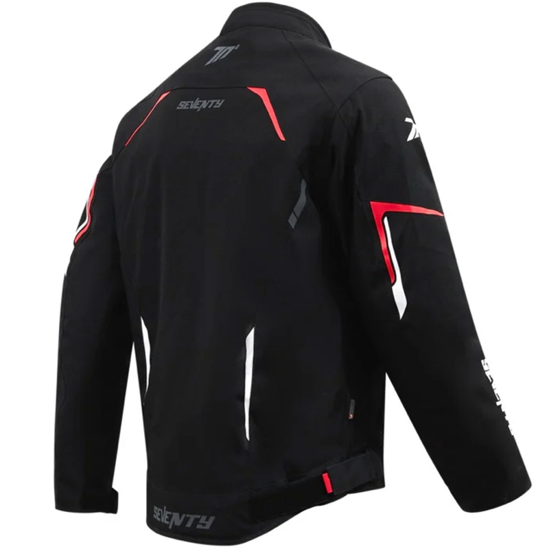 Giacca da motociclista Seventy Degrees SD-JR65 Piston nera-rossa-bianca