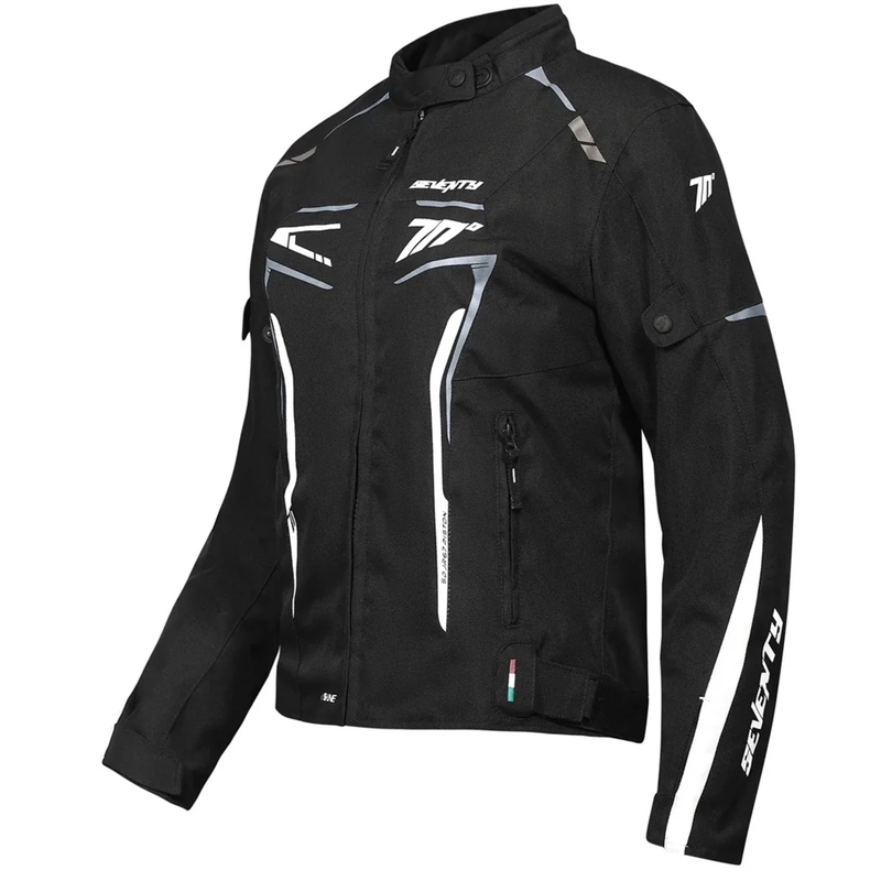 Giacca da moto da donna Seventy Degrees SD-JR67 Piston nero-grigio-bianco