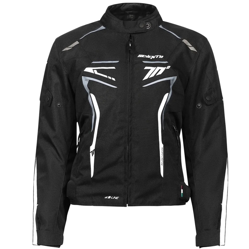 Giacca da moto da donna Seventy Degrees SD-JR67 Piston nero-grigio-bianco