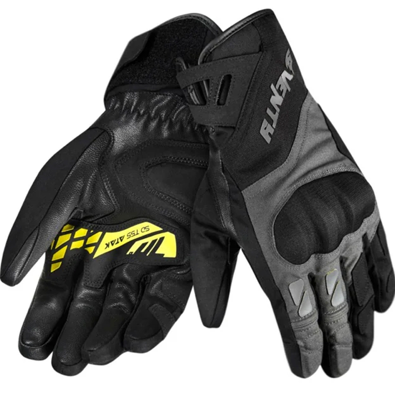 Guanti da moto Seventy Degrees SD-T55 Atak nero-giallo fluo