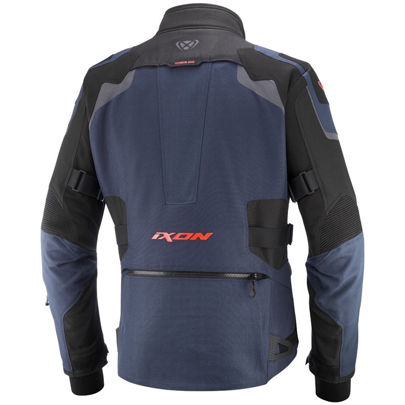 Giacca moto IXON Odin blu-nero-rosso fluo