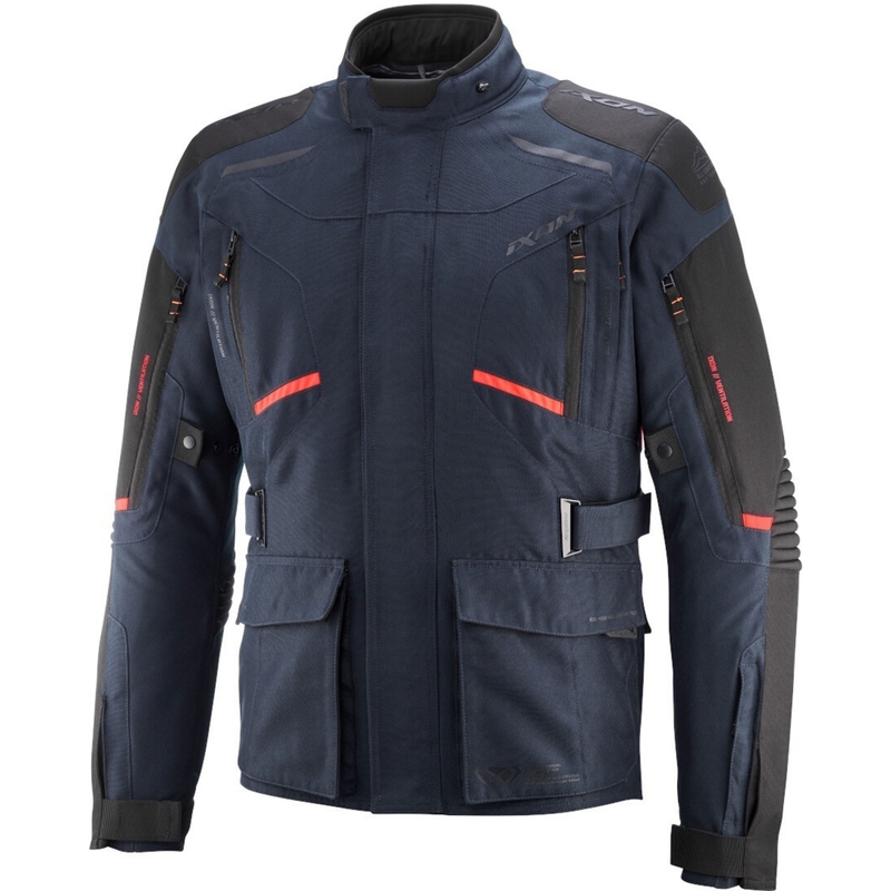Giacca moto IXON Midgard blu-rosso fluo