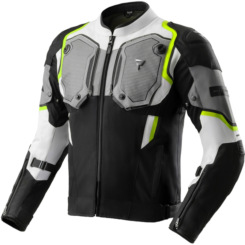 Giacca da moto Rebelhorn Borg II nera-grigia-giallo fluo