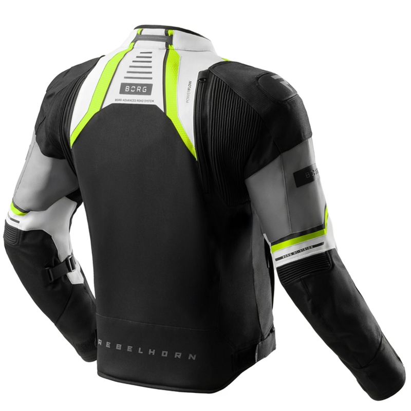 Giacca da moto Rebelhorn Borg II nera-grigia-giallo fluo