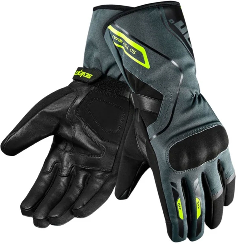 Guanti da moto Seventy Degrees SD-T57 Giau nero-grigio-giallo fluo