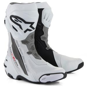 Stivali da moto Alpinestars Supertech R Vented Bianco-Grigio chiaro-Nero