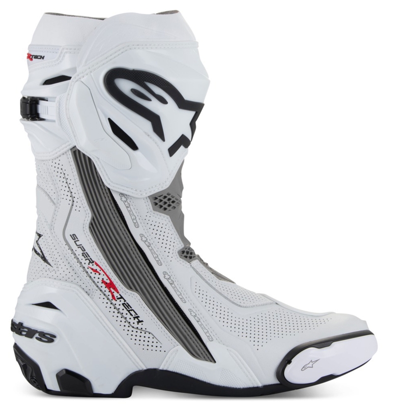 Stivali da moto Alpinestars Supertech R Vented Bianco-Grigio chiaro-Nero