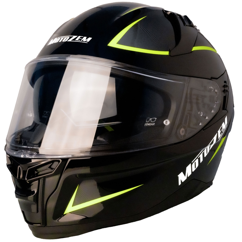 Casco integrale da moto MotoZem Guardian nero-giallo - II. qualità