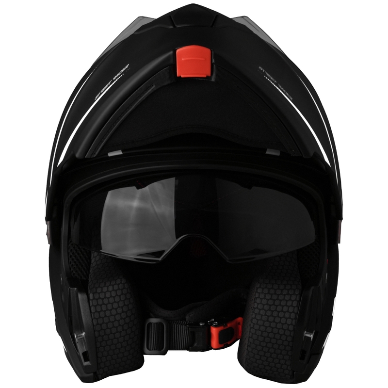 Casco moto apribile Street Racer Fury nero opaco-bianco - II. qualità