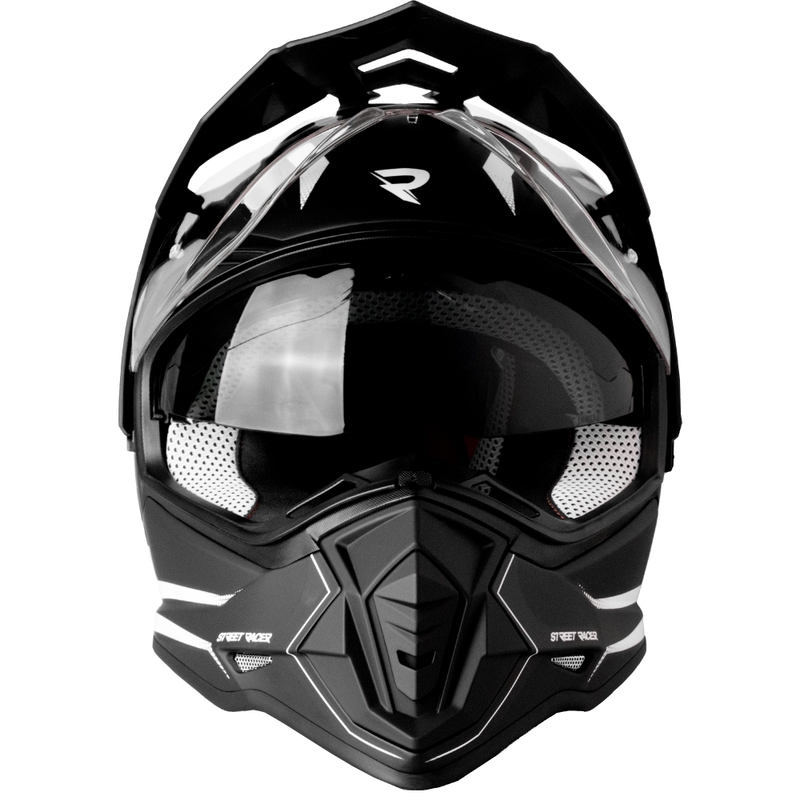 Casco moto enduro Street Racer Ignite nero-bianco opaco - II. qualità