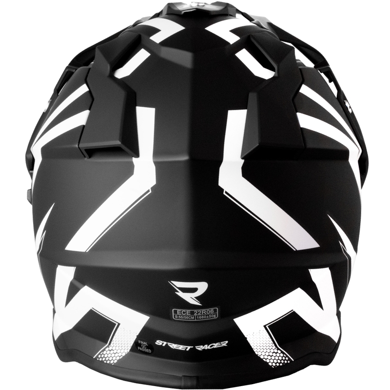 Casco moto enduro Street Racer Ignite nero-bianco opaco - II. qualità