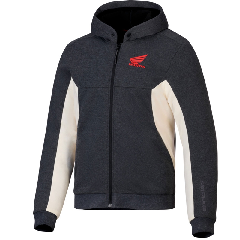 Felpa con cappuccio Alpinestars Chrome V3 Sport Honda Collection Grigio scuro-Crema-Rosso