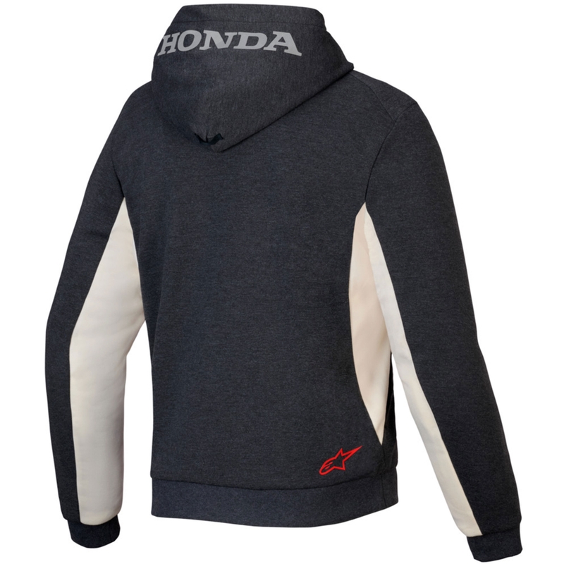 Felpa con cappuccio Alpinestars Chrome V3 Sport Honda Collection Grigio scuro-Crema-Rosso