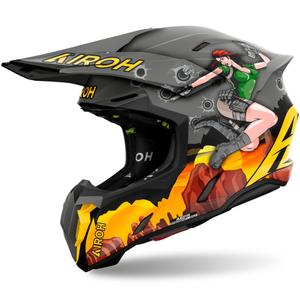 Casco da motocross Airoh Twist 3 Adventure grigio-giallo